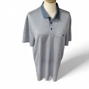 Ted Baker Light Gray Polo with Navy Collar